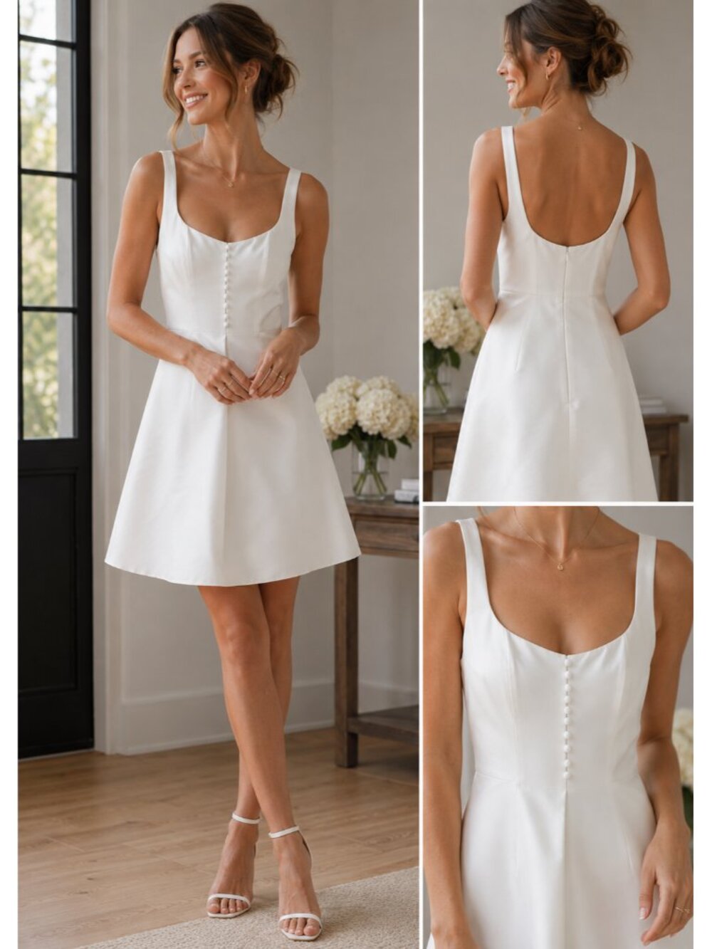 Amsale Little White Dress Satin A-line Gown Little White Dress Ivory Sz 0